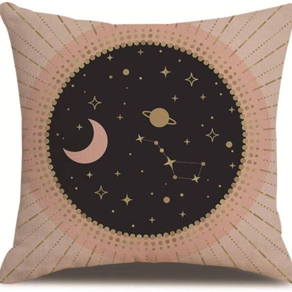 Free People Set of 4 Sun,Moon, Pink Gold Black Eye of Wisdom Throw Pillow Covers - Picture 3 of 7